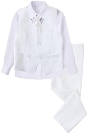 Boys 4-Piece Slim Fit Formal Suits Set for Boys Black Blue