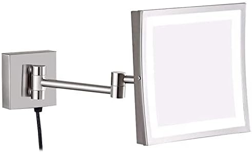 Elegant Nickel 8-inch LED Magnification Mirror for Busy Riverside