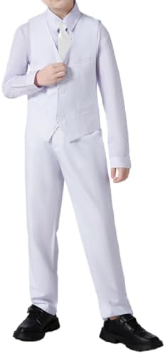 Boys 4-Piece Slim Fit Formal Suits Set for Boys Black Blue