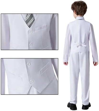 Boys 4-Piece Slim Fit Formal Suits Set for Boys Black Blue