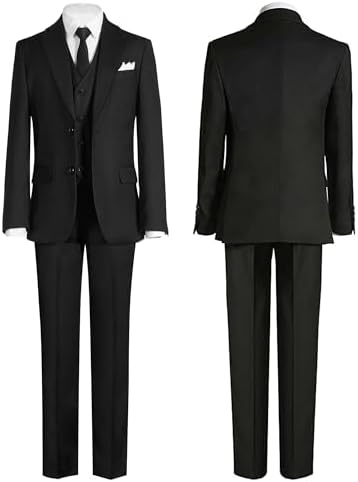 Marvelous Kids Boys Slim-Fit Formal Suit Set 5-Piece Jacket Pants More