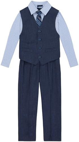IZOD Boys 4-Piece Set with Collared Dress Shirt Tie Vest and Pants