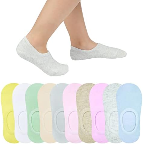JOCMIC 10 Pairs No Show Socks for Kids and Toddlers 8-10 Years