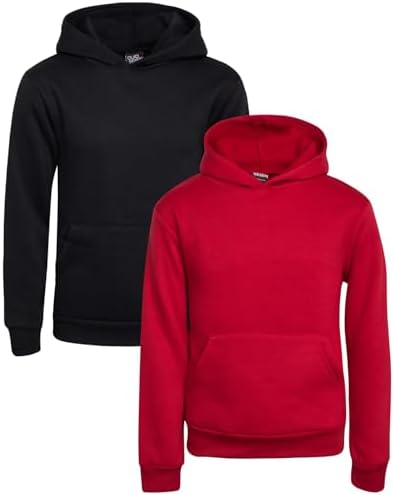 Quad Seven Boys 2-Piece Basic Fleece Pullover Fashion Hoodie with Kangaroo Pockets 8-18