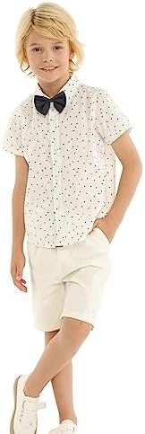 Mud Kingdom Little Boys Short Sleeve Dress Shirts Cute Summer