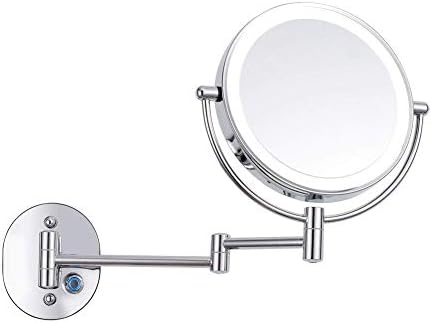 Wall Mount LED Makeup Mirror 5X Magnifying 8-Inch Double Sided Vanity Mirror with 360 Swivel UK Plug
