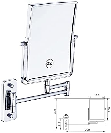 Wall-Mounted Double-Sided Makeup Mirror with 3x Magnification