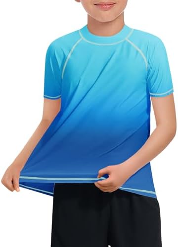 Haloumoning Boys Gradient Rash Guard UPF50 Sun Shirts