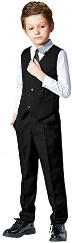 SaiLiiny Boys 4-Piece Slim Fit Suits Set Kids Formal Dress in Black and Blue Perfect Choice for Groomsmen and Kids
