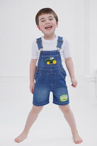John Deere Denim Square Neck Short Overalls for Boys 2T to 7-8