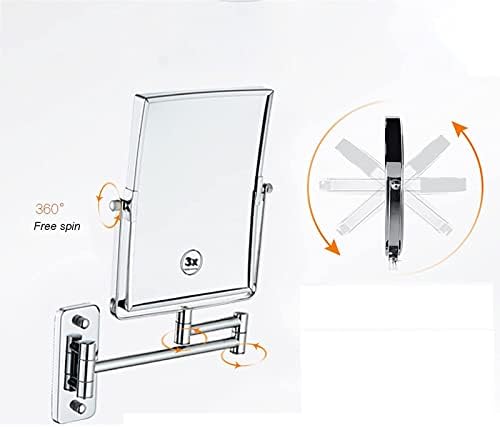 Wall-Mounted Double-Sided Makeup Mirror with 3x Magnification