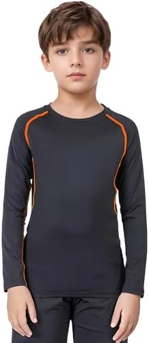 3-Pack Long Sleeve Compression Shirts for Kids - Moisture-Wicking Stretchable