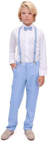 Lilax Boys Slim Fit Formal Pant Set 4-Piece Slimmer Durable Wardrobe Perfect for Weddings or Special Events