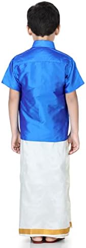 BownBee Kids Boys Half Sleeve Silk Mundu Set