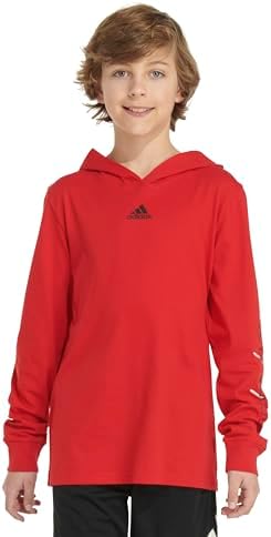 adidas Boys Long Sleeve Cotton Hooded T-Shirt