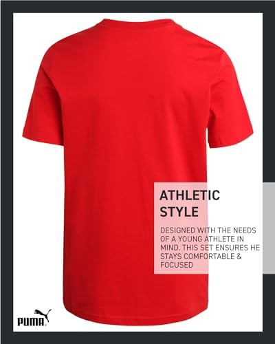 Puma Boys T-Shirt with Cat Logo - Athletic Short Sleeve Tee