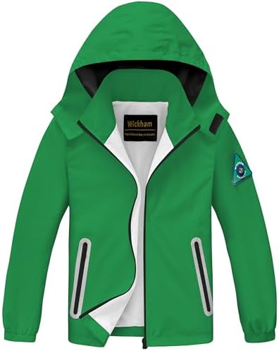 WICKHAM Waterproof Kids Rain Jacket with Hook and Loop Closure