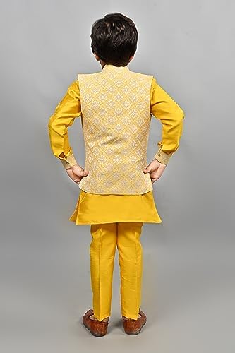 Bollywood Kids Ethnic Silk Blend Traditional Wear Sharkuri Set White-Blue
