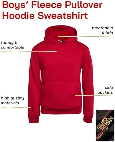Quad Seven Boys 2-Piece Basic Fleece Pullover Fashion Hoodie with Kangaroo Pockets 8-18
