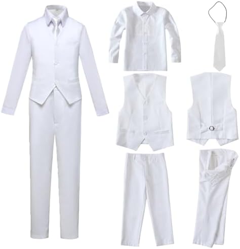 Boys 4-Piece Slim Fit Formal Suits Set for Boys Black Blue