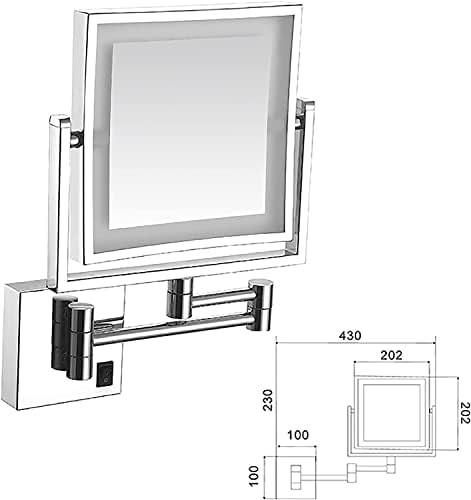 LCARY Wall Mounted Makeup Mirror LED 8 Inch Black