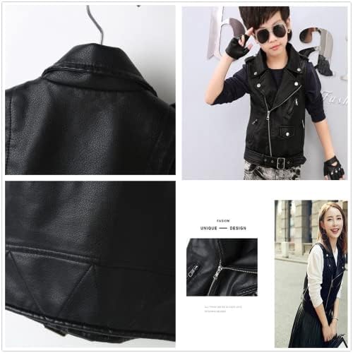 Kids Faux Leather Vest Jacket for Boys Girls