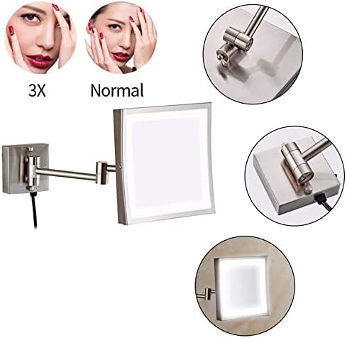 Elegant Nickel 8-inch LED Magnification Mirror for Busy Riverside