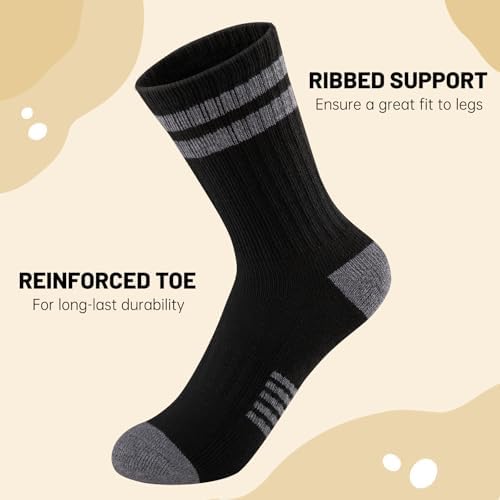 Comfoex 10 Pairs Boys Crew Long Sports Socks for 4-6 6-8 8-10 Year Old Kids