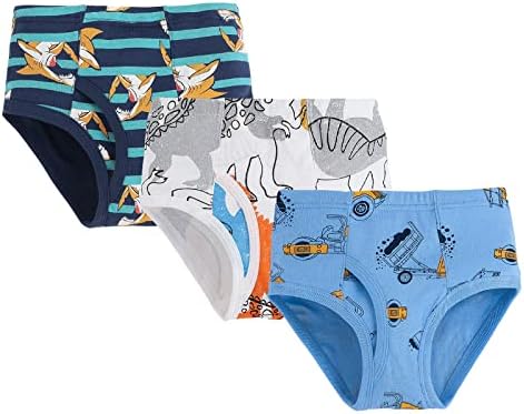 Little Boys Dinosaur Truck Briefs Tag with Breathable Design