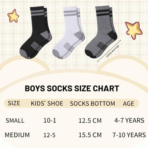 Comfoex 10 Pairs Boys Crew Long Sports Socks for 4-6 6-8 8-10 Year Old Kids