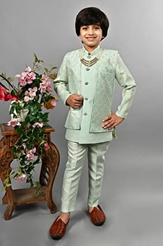 AHHA AAAA Kids Ethnic Silk Blend Indo-Western Sherwani Set for Boys 504MF