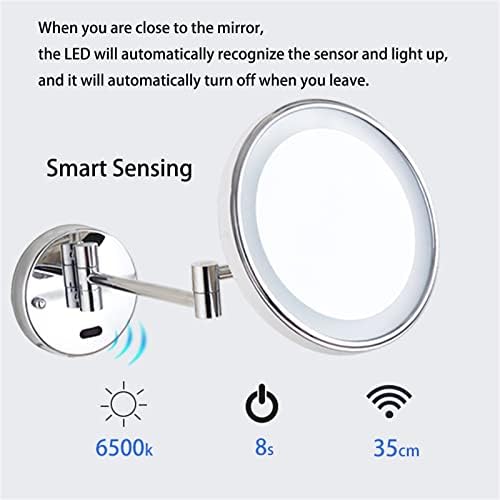 Smart Sensor Makeup Mirror with 10X Magnification and LED Light