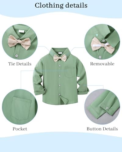 YALLET Toddler Boy Formal Suit with Bowtie and Suspender Pants