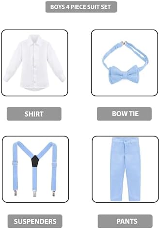 Lilax Boys Slim Fit Formal Pant Set 4-Piece Slimmer Durable Wardrobe Perfect for Weddings or Special Events