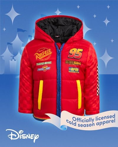 Disney Boys Puffer Jacket - Mickey Cars Buzz Lightyear Full Zip