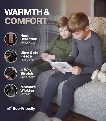Thermajohn Thermal Underwear Set for Boys Keep Warm Stay Style