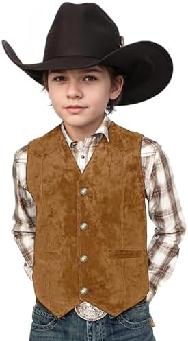 Retro Boys Western Vest Suede Cowboy Costume Vest