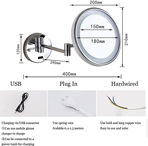 Smart Sensor Makeup Mirror with 10X Magnification and LED Light