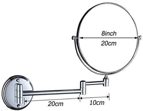 LCARY 3X Magnification Wall Mirror Vanities Two-Sided Swivel Extendable 360 MakeUp Vanity Mirror Silver