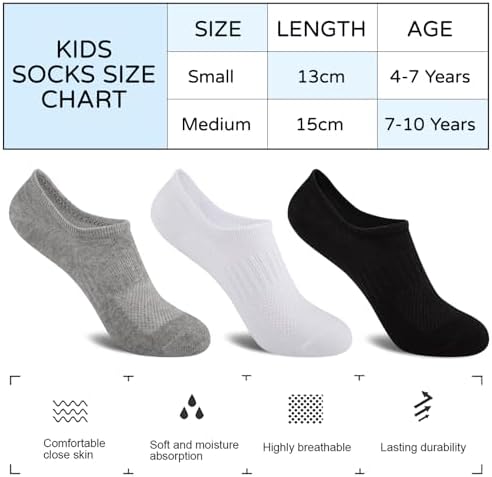 Comfoex Boys Socks - Comfortable Arch Support Non-Slip 10 Pairs