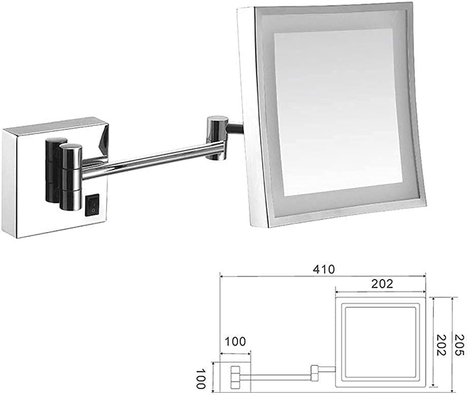Elegant Wall-Mounted Vanity Mirror with Adjustable Arms and 3X Magnification
