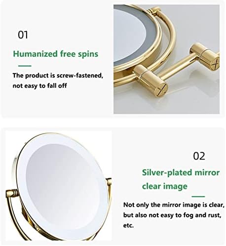 360 Wall-Mounted Makeup Mirror with LED Light