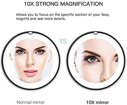 10X Magnifying Wall Mounted Makeup Mirror with LED Light Chrome Black