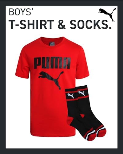 PUMA Boys Hype Unders Sleek Graphic T-Shirt Crew Socks Set