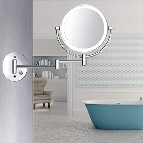 Wall Mount LED Makeup Mirror 5X Magnifying 8-Inch Double Sided Vanity Mirror with 360 Swivel UK Plug
