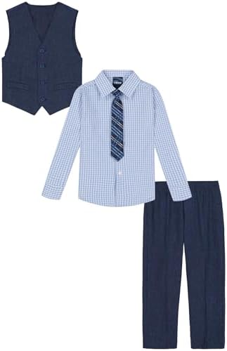 IZOD Boys 4-Piece Set with Collared Dress Shirt Tie Vest and Pants