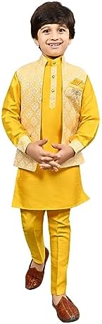 Bollywood Kids Ethnic Silk Blend Traditional Wear Sharkuri Set White-Blue