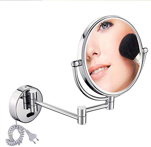 Wall-Mounted Makeup Mirror 8-inch Bright Silver Extendable