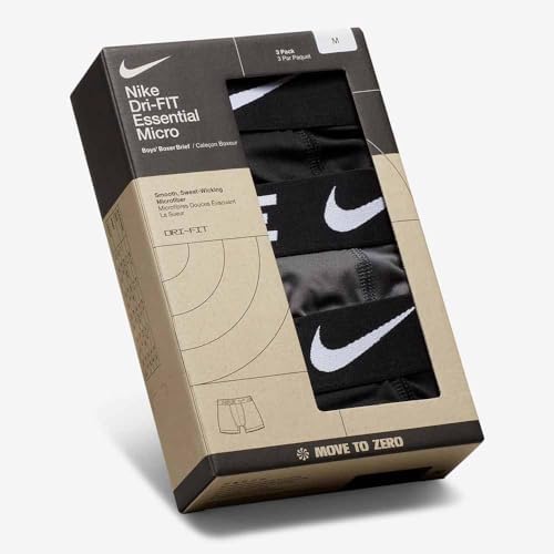 Nike Boys Dri-Fit Boxers 3-Pack Black Dark Gray MD