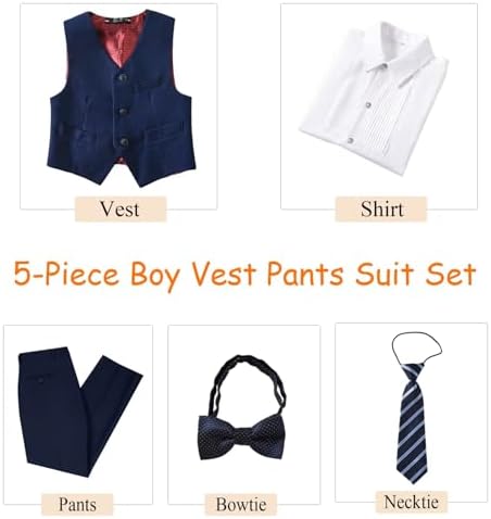 Boys Slim Fit Tuxedo Suit Set for Communion and Weddings
